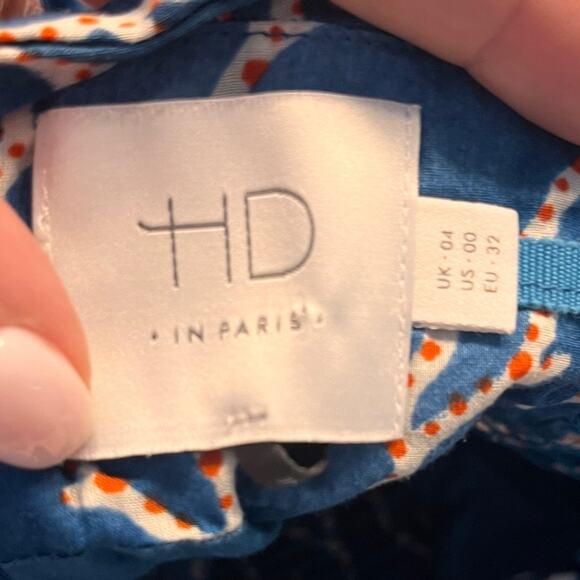 Anthropologie HD in Paris Blue Acropora Coral Print Fit and Flare Dress Size 00 - Picture 8 of 12